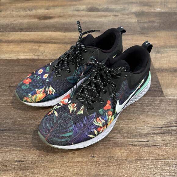 Nike Men's Odyssey React Running Shoe Black Tropical Floral AV3255-001 Size 11 - Picture 2 of 13